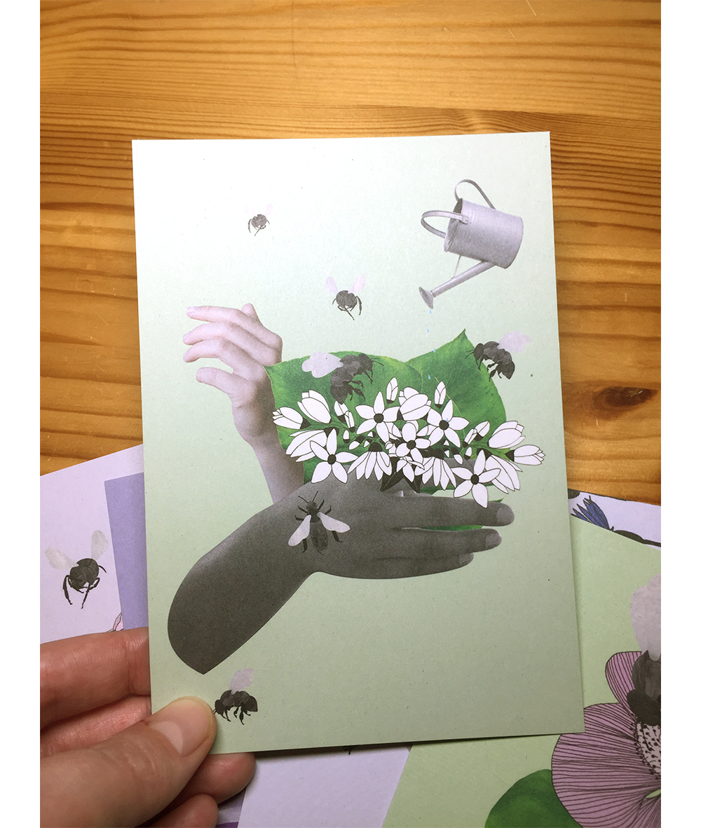 Postkarte Bienenblues Grun Hochformat Piepmatz Verlag